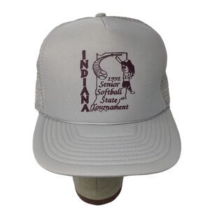 San Sun Indiana 1992 Senior Softball State Tournament Gray Snapback Hat Cap OSFA
